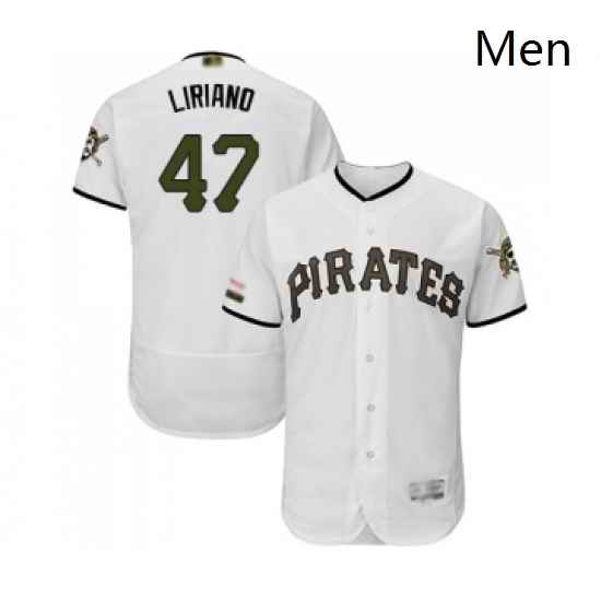 Mens Pittsburgh Pirates 47 Francisco Liriano White Alternate Authentic Collection Flex Base Baseball Jersey